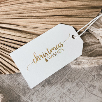 Simple Gold Calligraphy Christmas Name Gift Tags by ChristmasPaperCo at Zazzle