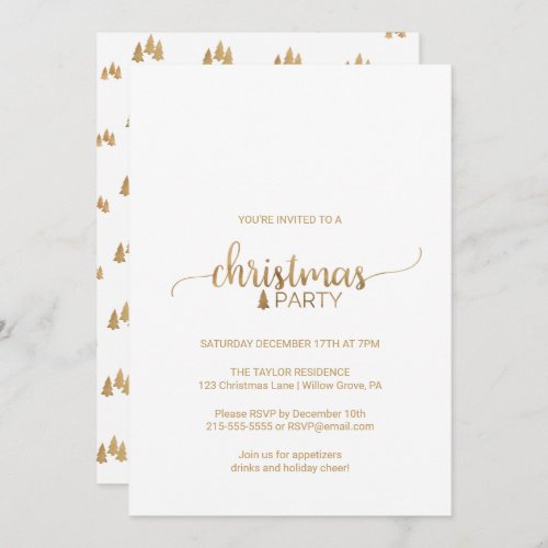 Simple Gold Calligraphy Christmas Party Invitation