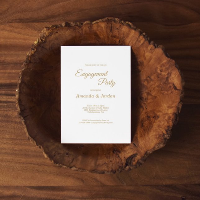Simple Gold Calligraphy Engagement Party Invitation (Creator Uploaded)