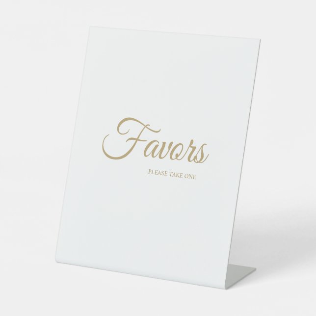 Simple Gold Calligraphy Favors Pedestal Sign (Front)