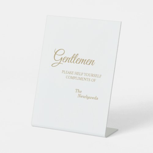 Simple Gold Calligraphy Gentlemen Bathroom Pedestal Sign