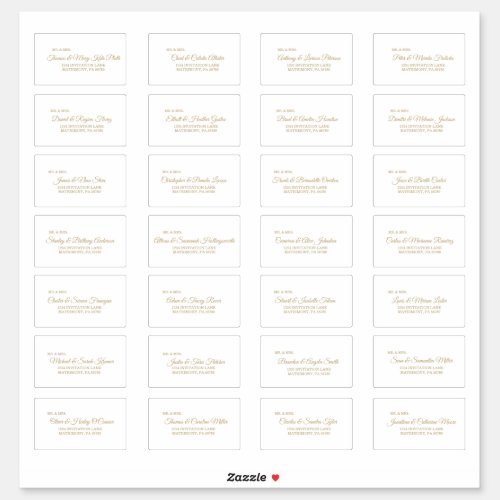 Simple Gold Calligraphy Guest Address Labels