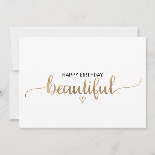 Simple Gold Calligraphy Happy Birthday Beautiful Card