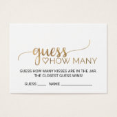 Simple Gold Calligraphy How Many Kisses Game Cards (Front)
