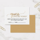 Simple Gold Calligraphy How Many Kisses Game Cards