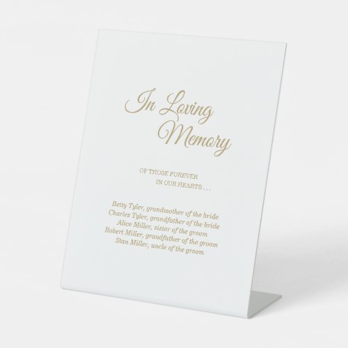 Simple Gold Calligraphy In Loving Memory Pedestal Sign