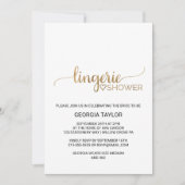 Simple Gold Calligraphy Lingerie Shower Invitation (Front)