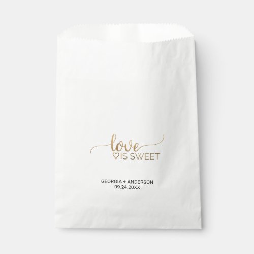 Simple Gold Calligraphy Love is Sweet Wedding Favor Bag