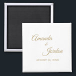 Simple Gold Calligraphy Magnet<br><div class="desc">This simple gold calligraphy favor magnet brings an elegant luxury but modern feel to both a minimalist and more traditional or formal wedding. The casual calligraphy allows for an antique feel, while the classy neutral design can be combined with any unique aspects of your marriage celebration. This magnet combines usefulness...</div>