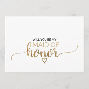 Simple Gold Calligraphy Maid Of Honor Proposal Invitation