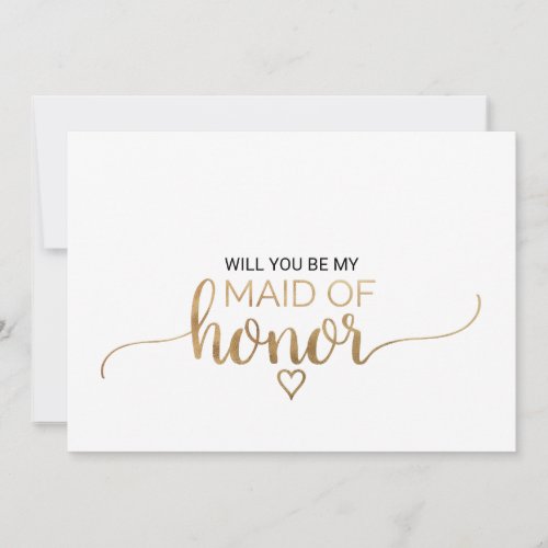 Simple Gold Calligraphy Maid Of Honor Proposal Invitation