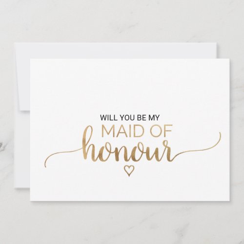 Simple Gold Calligraphy Maid Of Honour Proposal Invitation