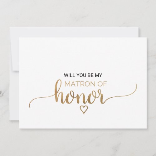 Simple Gold Calligraphy Matron Of Honor Proposal Invitation