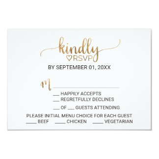 Simple Gold Calligraphy Menu Choice RSVP Invitation