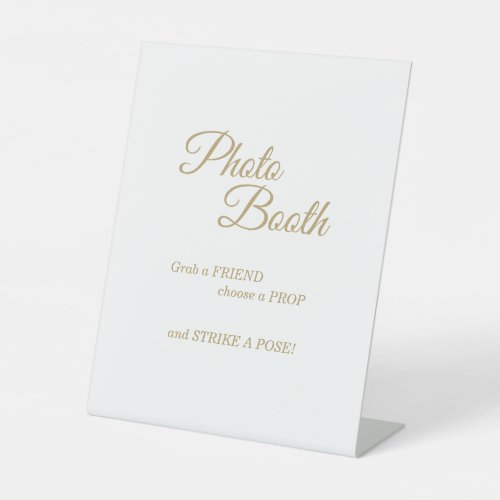 Simple Gold Calligraphy Photo Booth Pedestal Sign