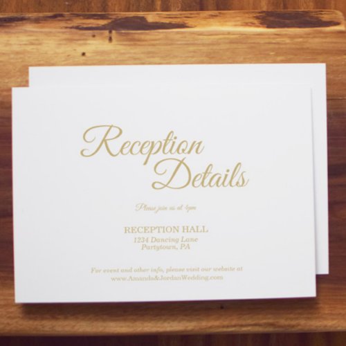 Simple Gold Calligraphy Reception Details Enclosure Card