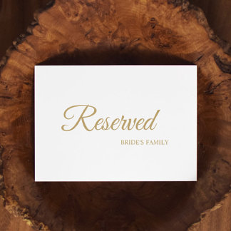 Simple Gold Calligraphy Reserved Sign