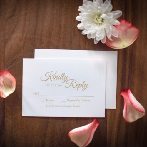 Simple Gold Calligraphy Response Card
