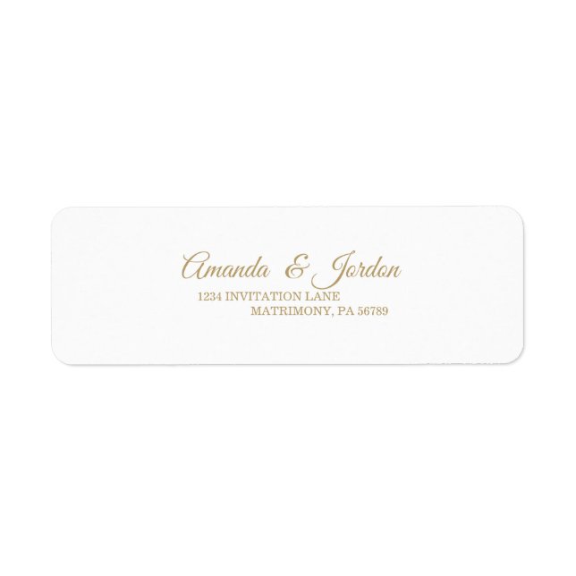 Simple Gold Calligraphy Return Address Label (Front)