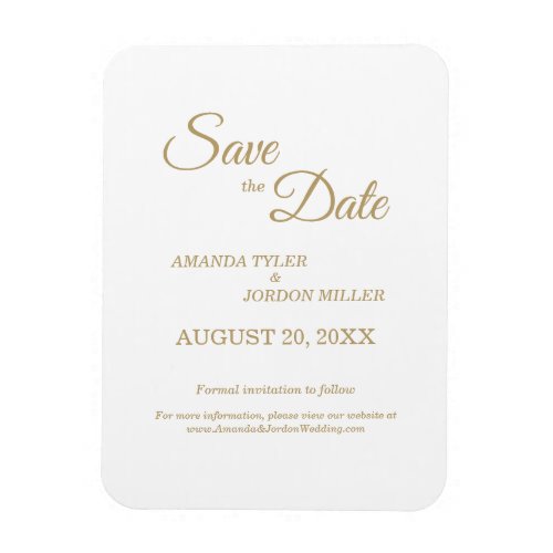 Simple Gold Calligraphy Save the Date Magnet