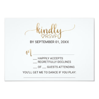 Simple Gold Calligraphy Song Request RSVP Invitation