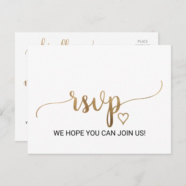 Simple Gold Calligraphy Song Request RSVP Postcard (Front/Back)