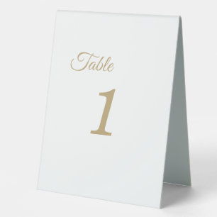 Simple Gold Calligraphy Table Number Tent