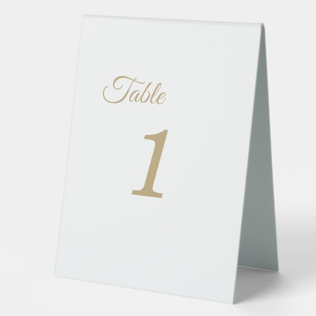 Simple Gold Calligraphy Table Number Tent (Front)