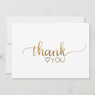 Simple Gold Calligraphy Thank You Card