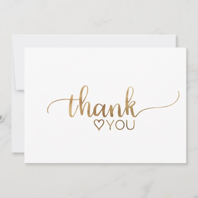 Simple Gold Calligraphy Thank You Card (Front)