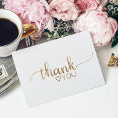 Simple Gold Calligraphy Thank You Card