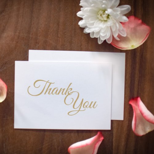 Simple Gold Calligraphy Thank You Flat Card