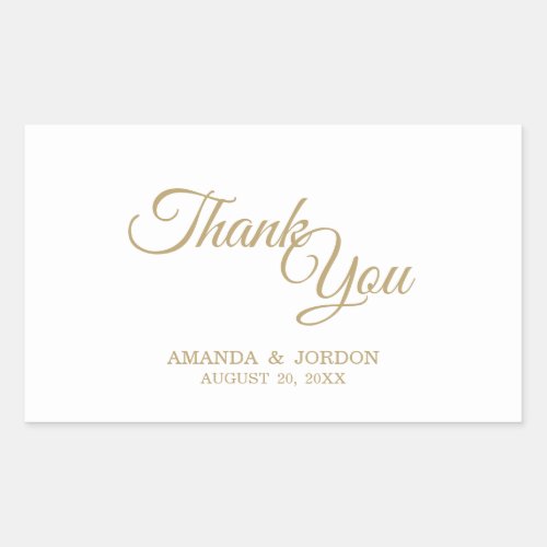 Simple Gold Calligraphy Thank You Rectangular Sticker