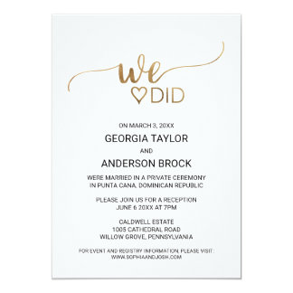 Simple Gold Calligraphy We Did Invitation