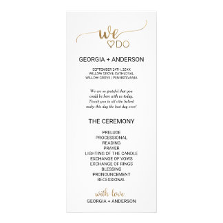 Simple Gold Calligraphy We Do Wedding Program