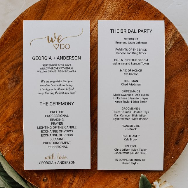 Simple Gold Calligraphy We Do Wedding Program (Creator Uploaded)
