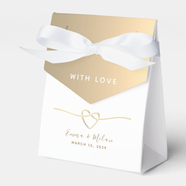 Simple Gold Calligraphy Wedding Favor Box (Front Side)