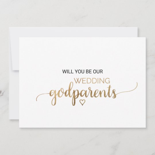 Simple Gold Calligraphy Wedding Godparent Proposal Invitation Zazzle Com