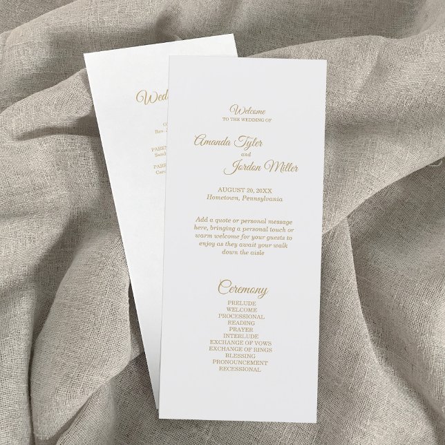 Simple Gold Calligraphy Wedding Program (Creator Uploaded)
