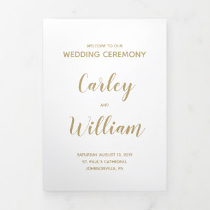 Simple Gold Calligraphy Wedding Program