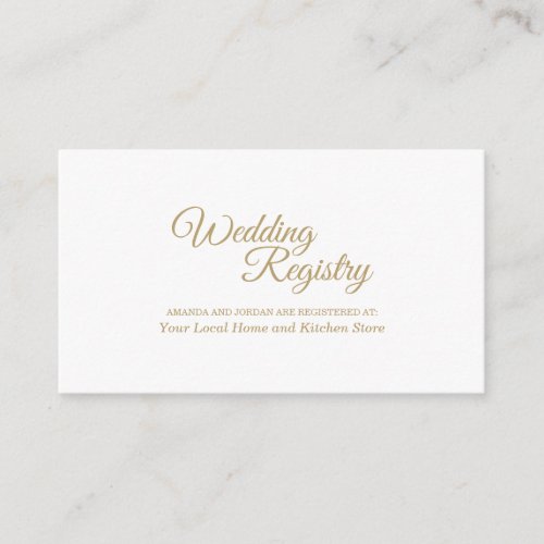 Simple Gold Calligraphy Wedding Registry Enclosure Card