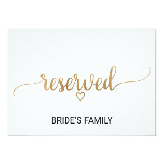 Simple Gold Calligraphy Wedding Reserved Sign Invitation