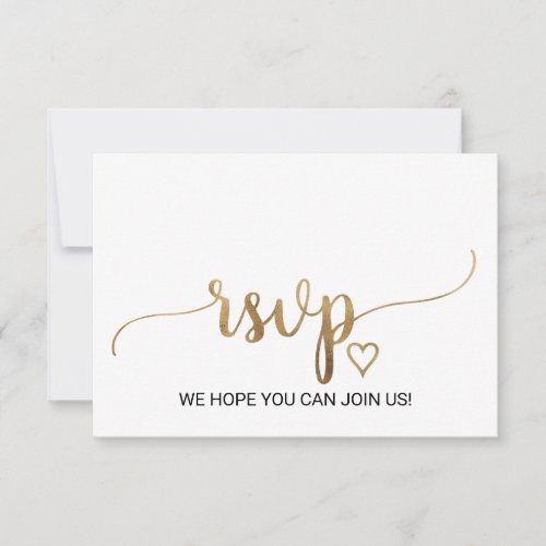 Simple Gold Calligraphy Wedding Website RSVP Card