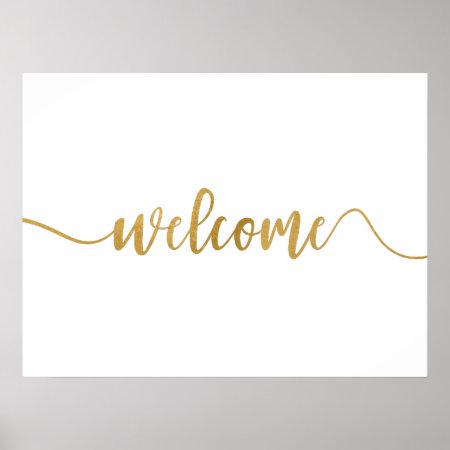 Simple Gold Calligraphy Welcome Sign
