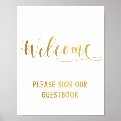 Simple Gold Calligraphy Welcome Sign