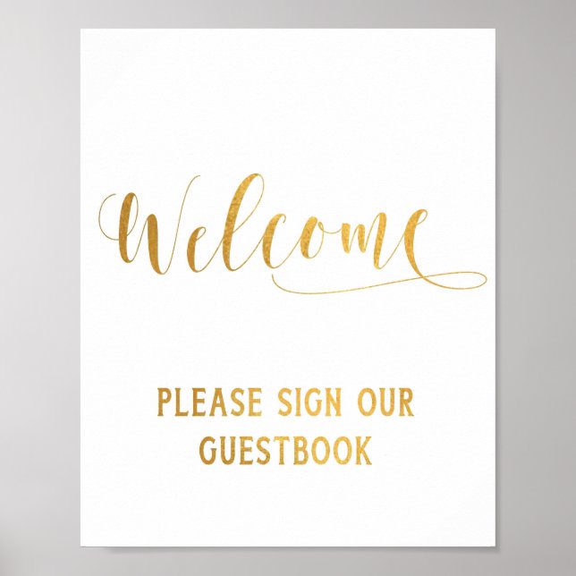Simple Gold Calligraphy Welcome Sign (Front)