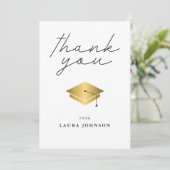 Simple Gold Cap Graduation Photo Thank You Card | Zazzle