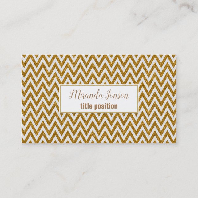 Simple Gold Chevron Business Card (Front)