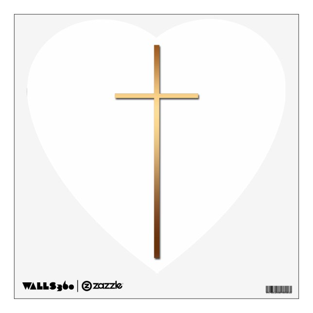 Simple Gold Christian Cross 1 Funeral Wall Decals (Front)