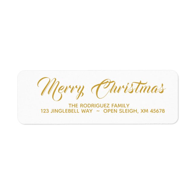 Simple Gold Christmas Address Labels Personalized